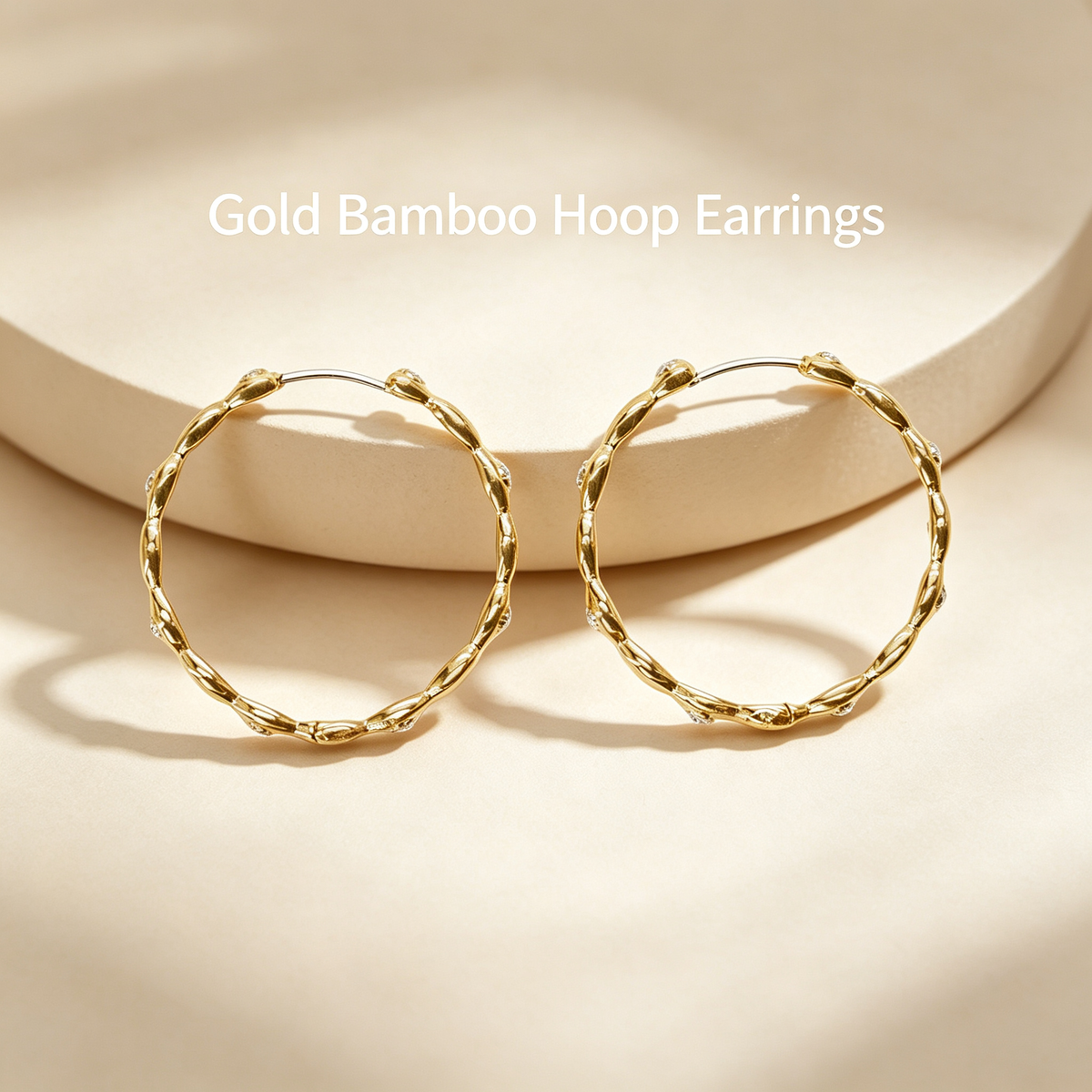 Gold Bamboo Hoop Earrings