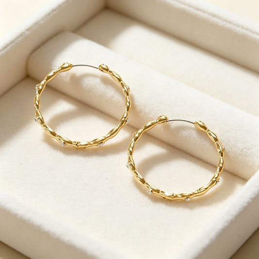 Gold Bamboo Hoop Earrings