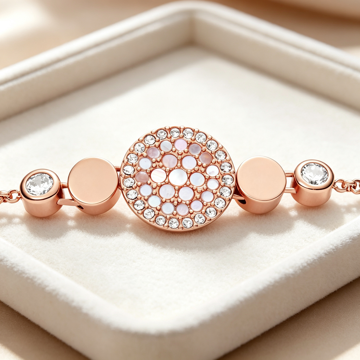 Rose Gold Crystal Slider Bracelet