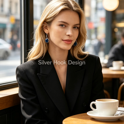 Blue Enamel Drop Earrings