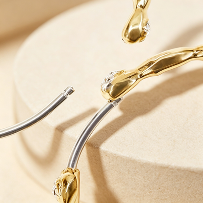 Gold Bamboo Hoop Earrings