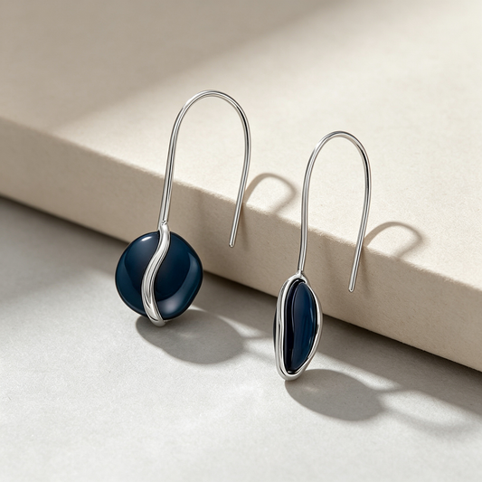 Blue Enamel Drop Earrings