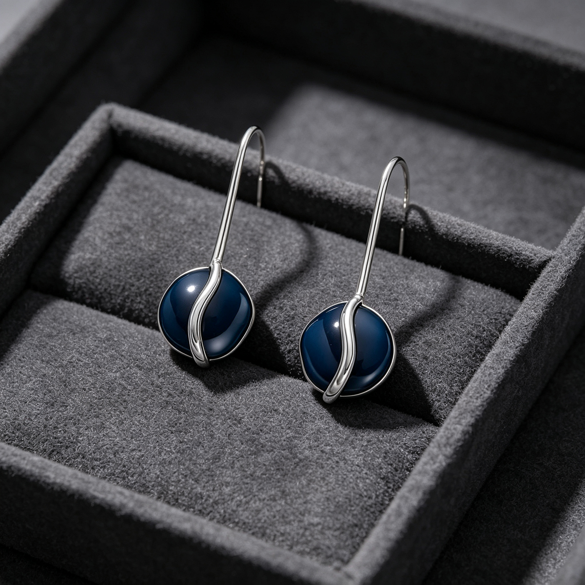Blue Enamel Drop Earrings