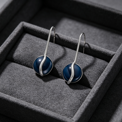Blue Enamel Drop Earrings