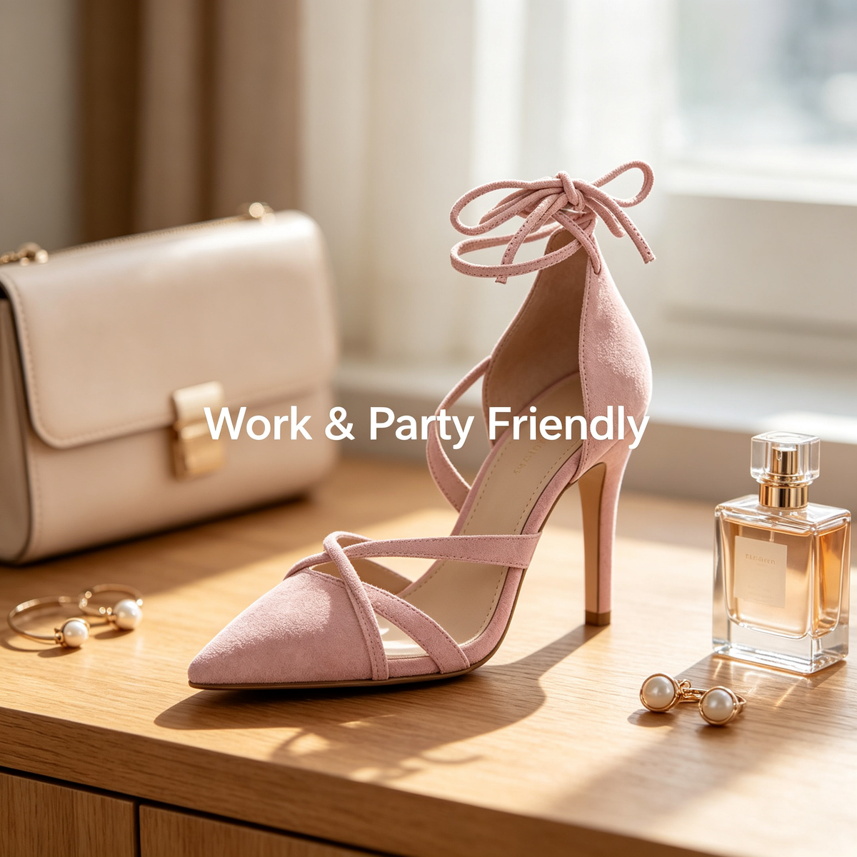 Pink Lace-Up Stiletto Heel Sandals