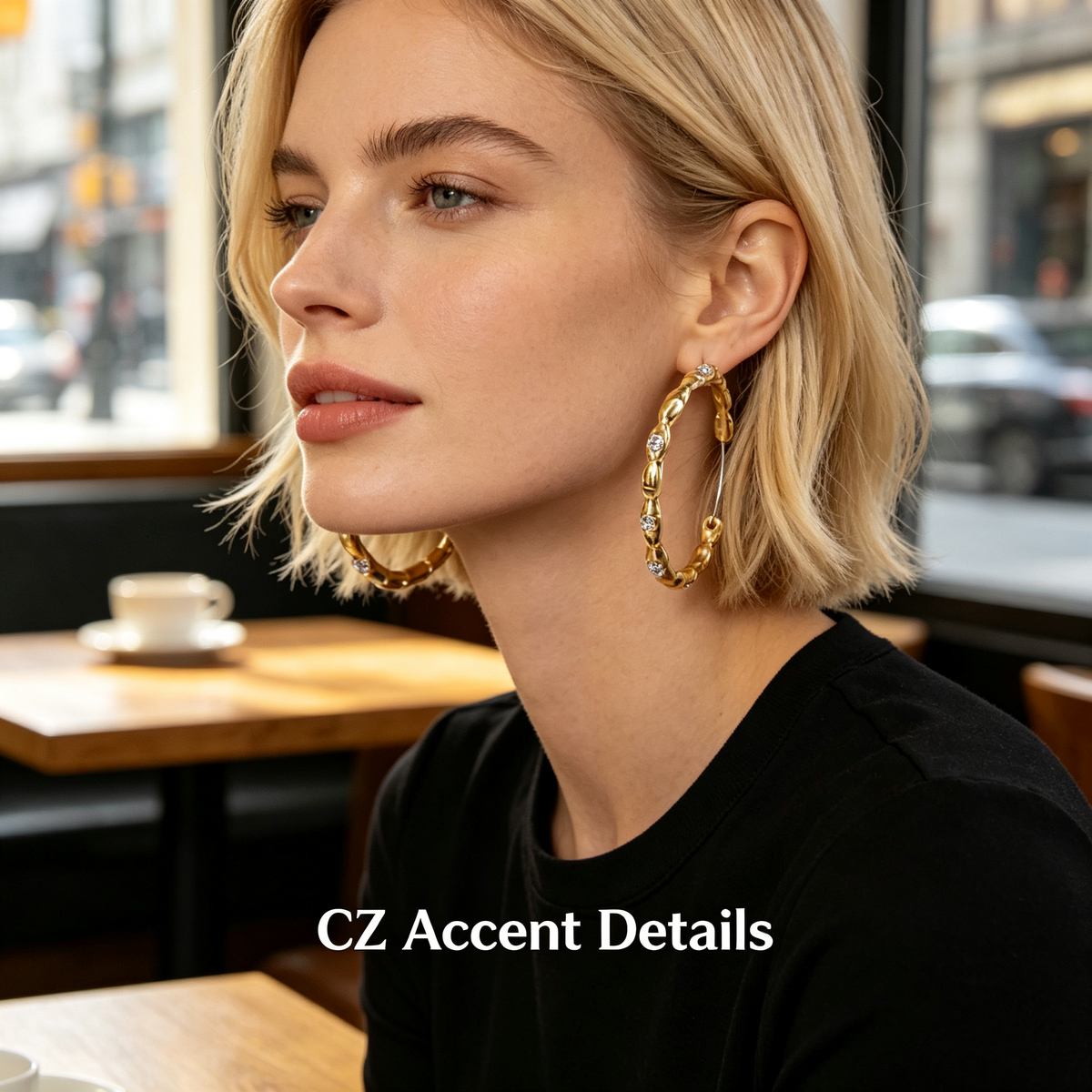 Gold Bamboo Hoop Earrings
