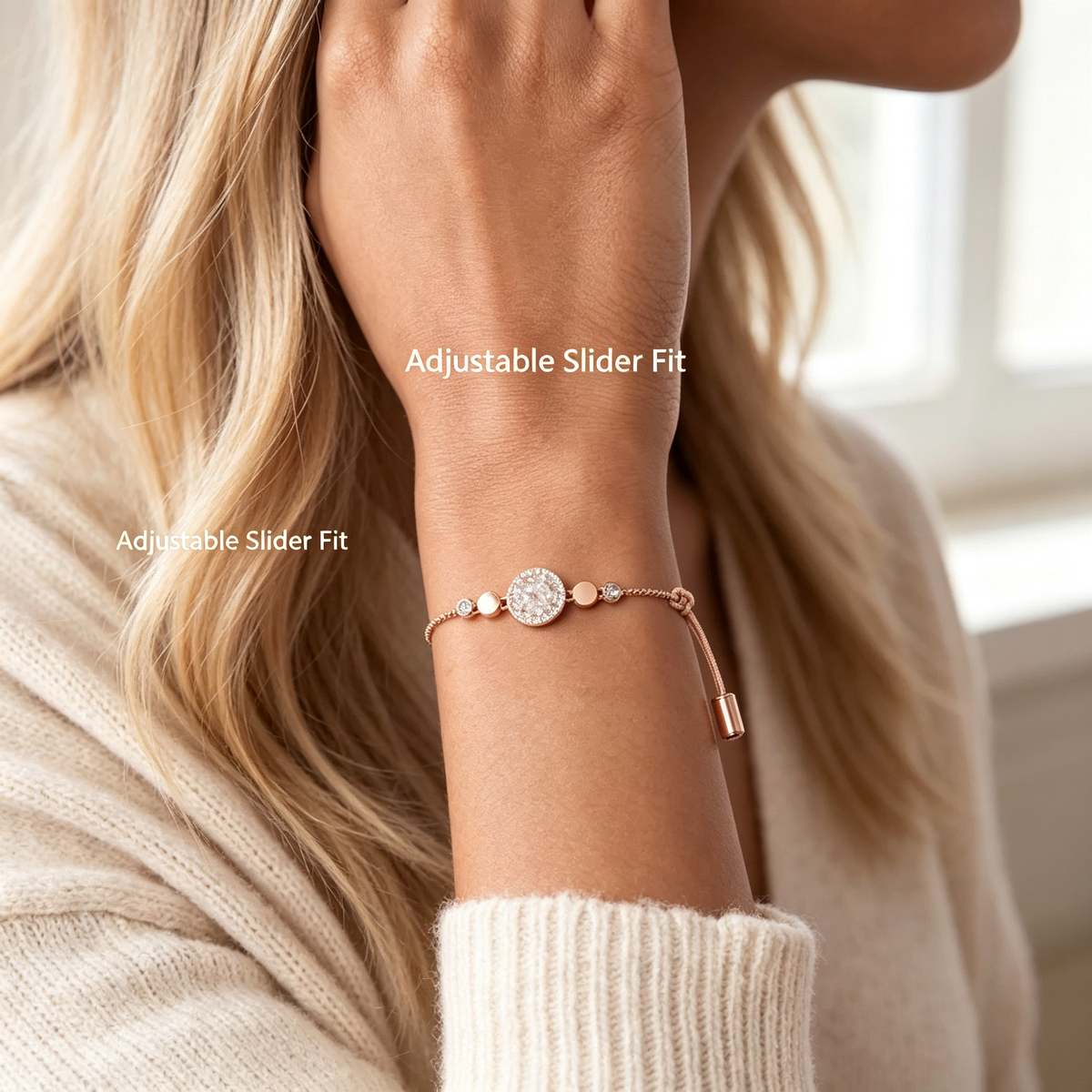 Rose Gold Crystal Slider Bracelet