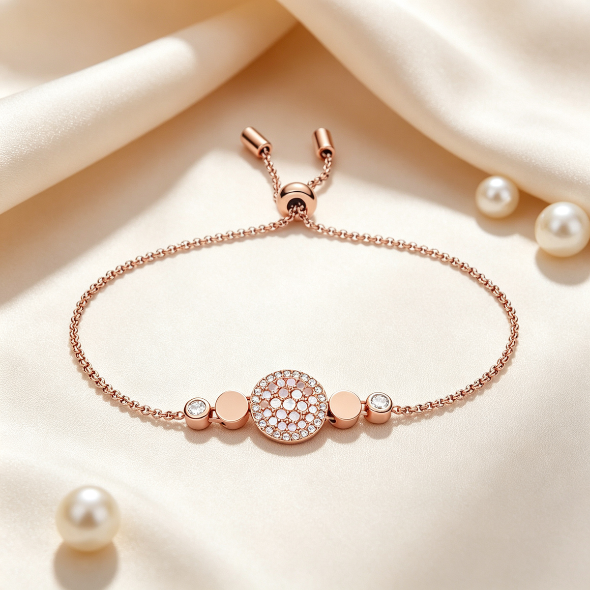 Rose Gold Crystal Slider Bracelet