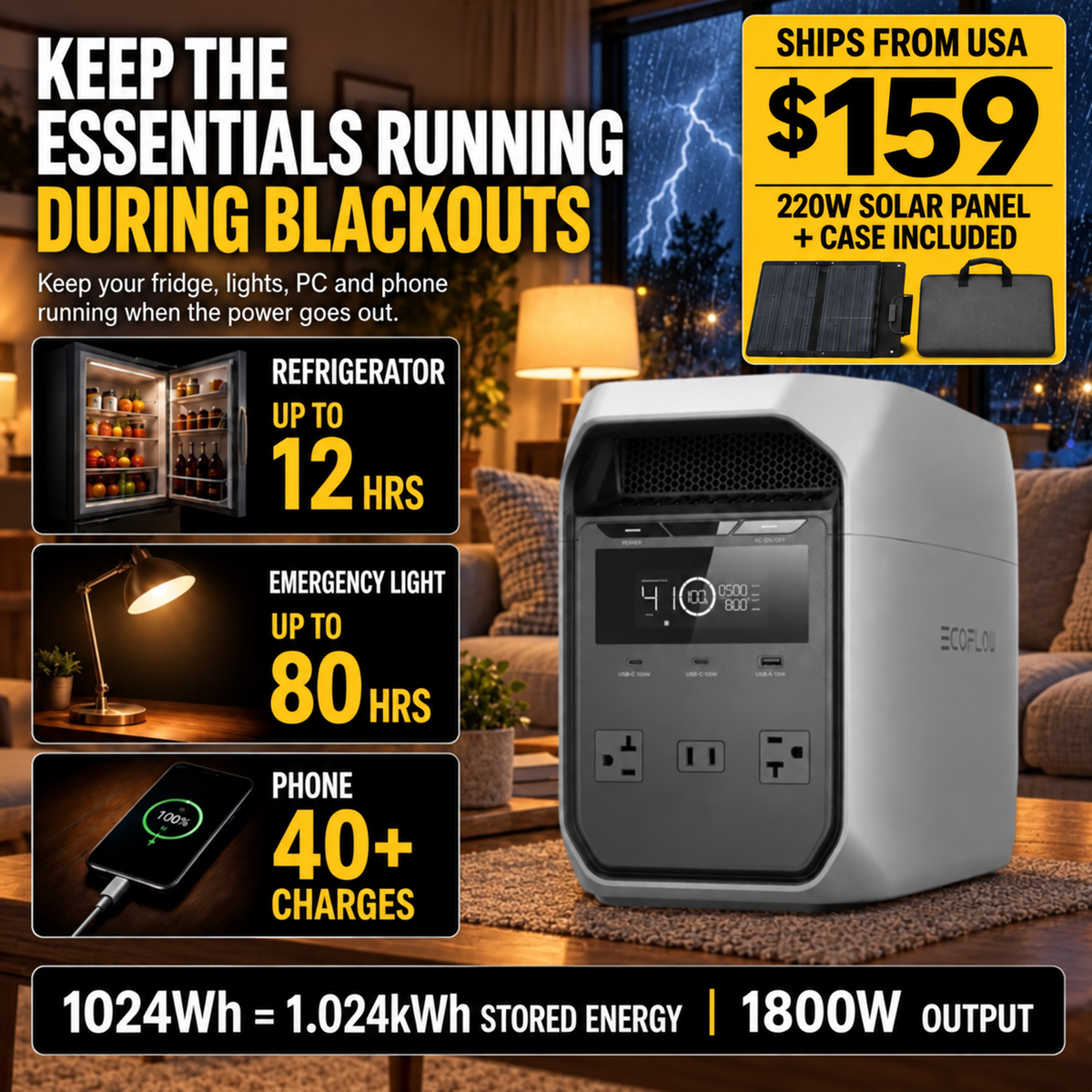 1024Wh Portable Power Station